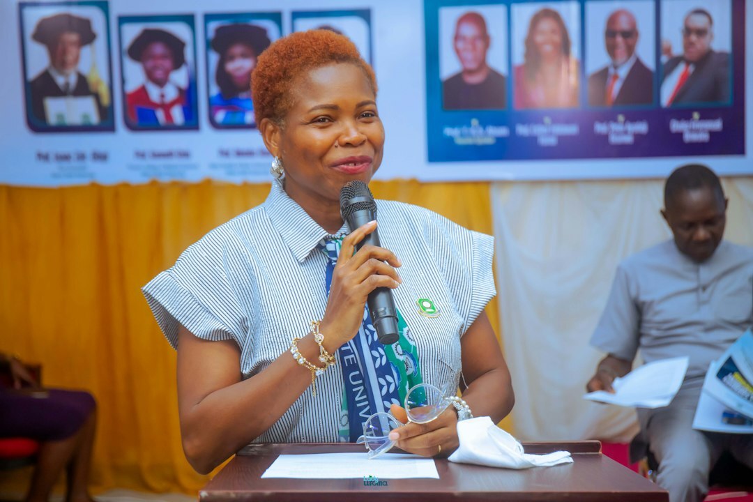 professional woman speaking at conference