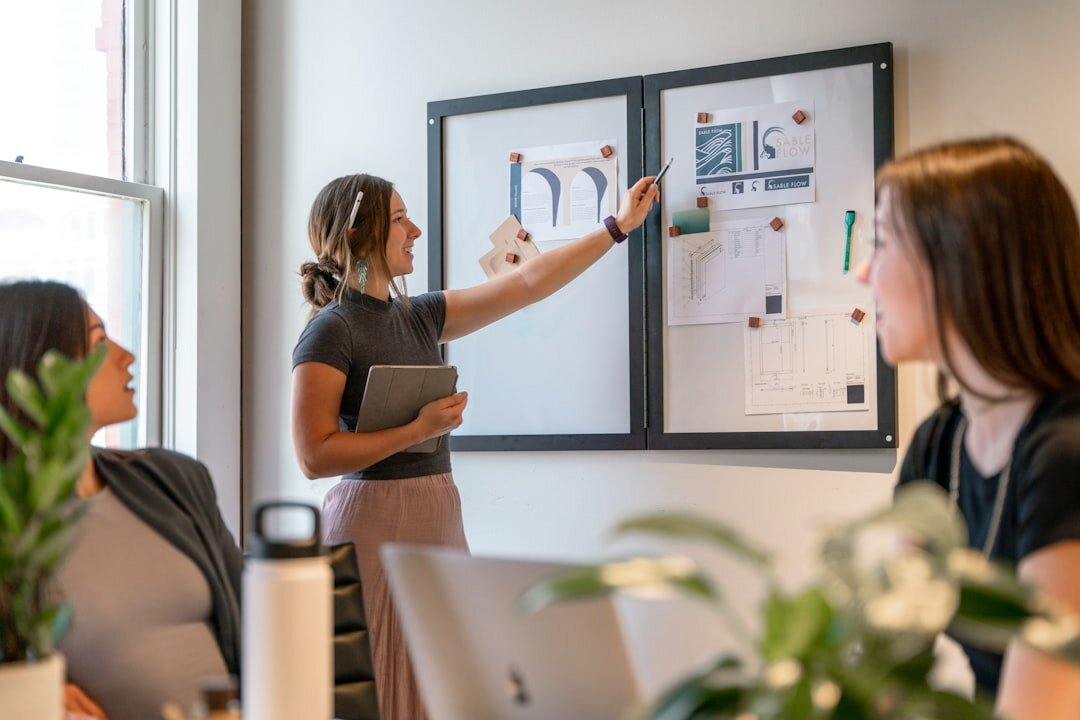 woman giving presentation at work